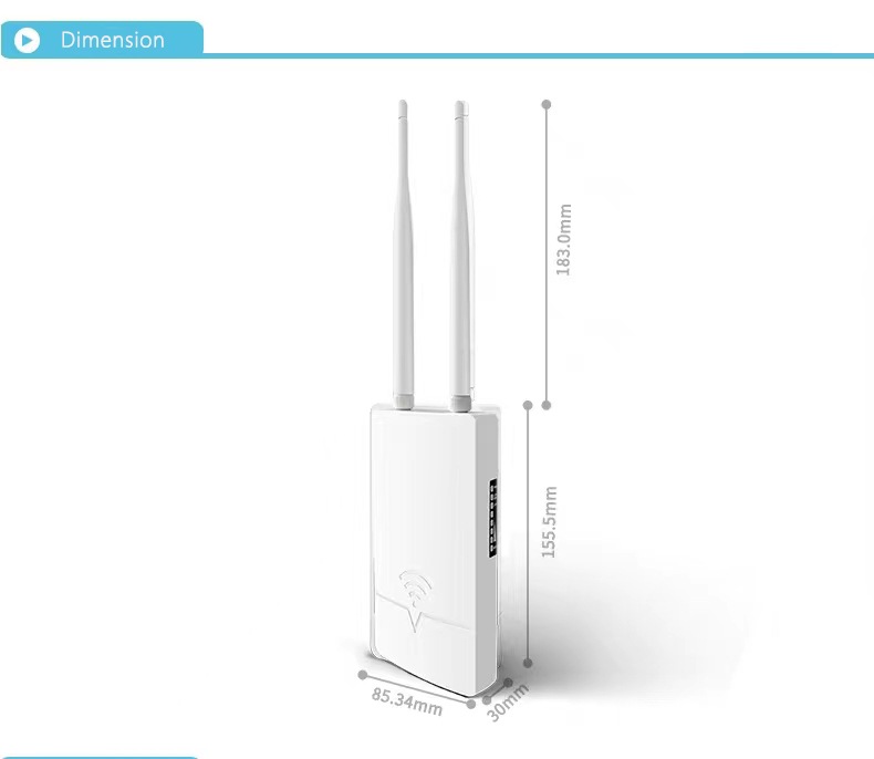 Getspeed P671V Unlocked Outdoor 4G LTE Cat 4 Modem Router with SIM Card Slot, AC1200 WiFi, EC25, IP65, Detachable Antennas, Passive PoE Adapter Included, Pole or Wall Mounting